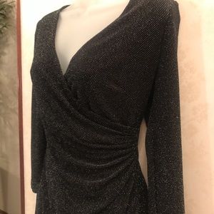 Chaps Dress Size 4 Black and Shimmering Silver